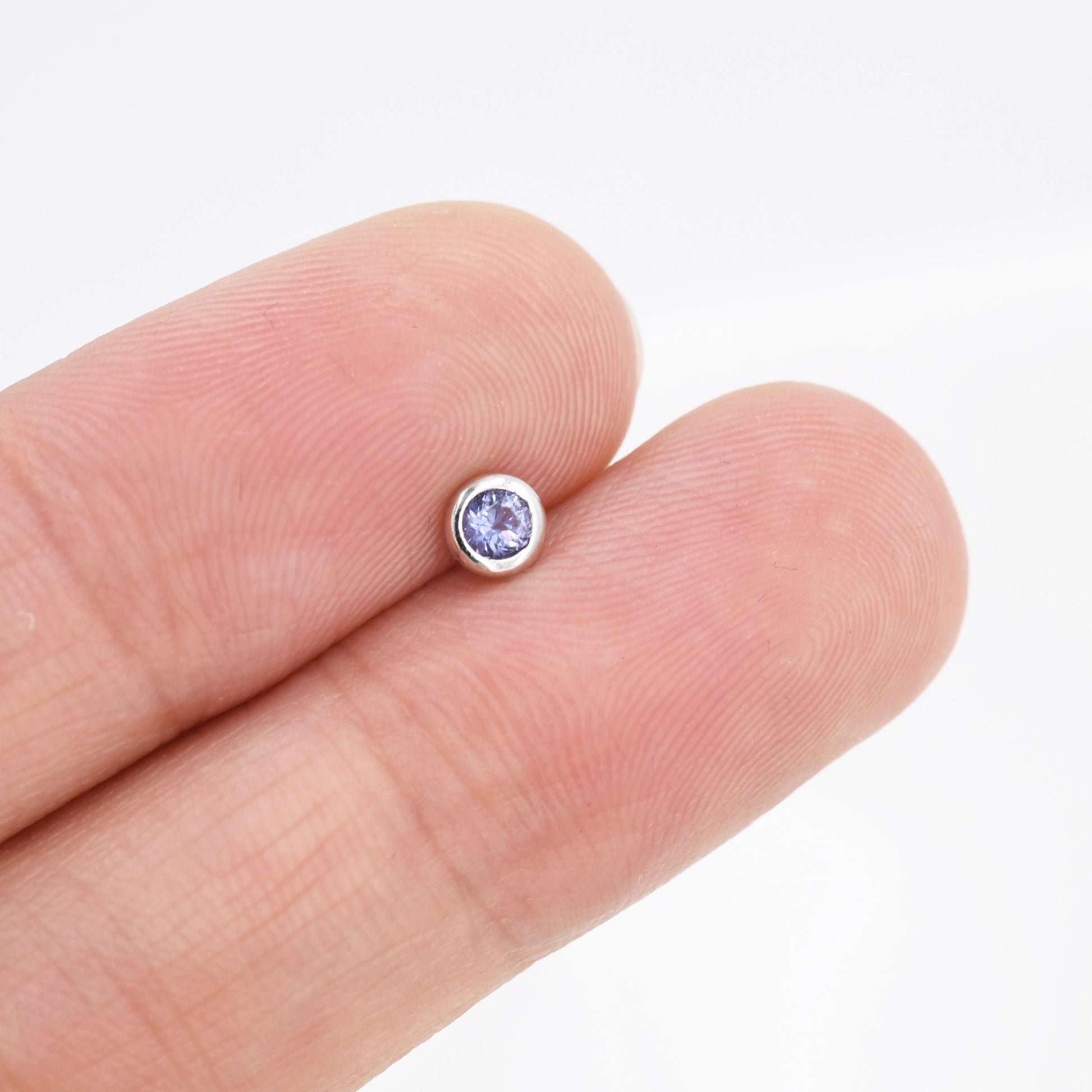 Sterling Silver Tanzanite Blue CZ Stud Earrings, 4mm December Birthstone CZ Earrings, Silver, Gold or Rose Gold, Stacking Earrings