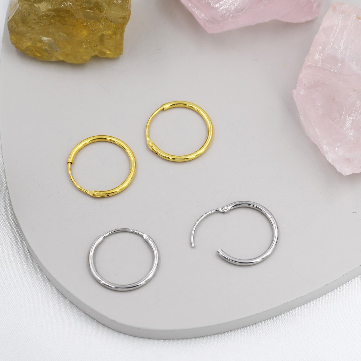 Extra Skinny Infinity Hoops in Sterling Silver, Silver or Gold, 12mm Minimalist Hoops, Solid Silver