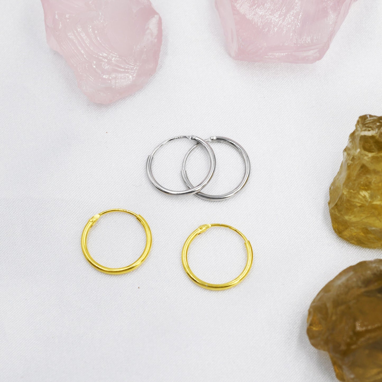 Extra Skinny Infinity Hoops in Sterling Silver, Silver or Gold, 12mm Minimalist Hoops, Solid Silver