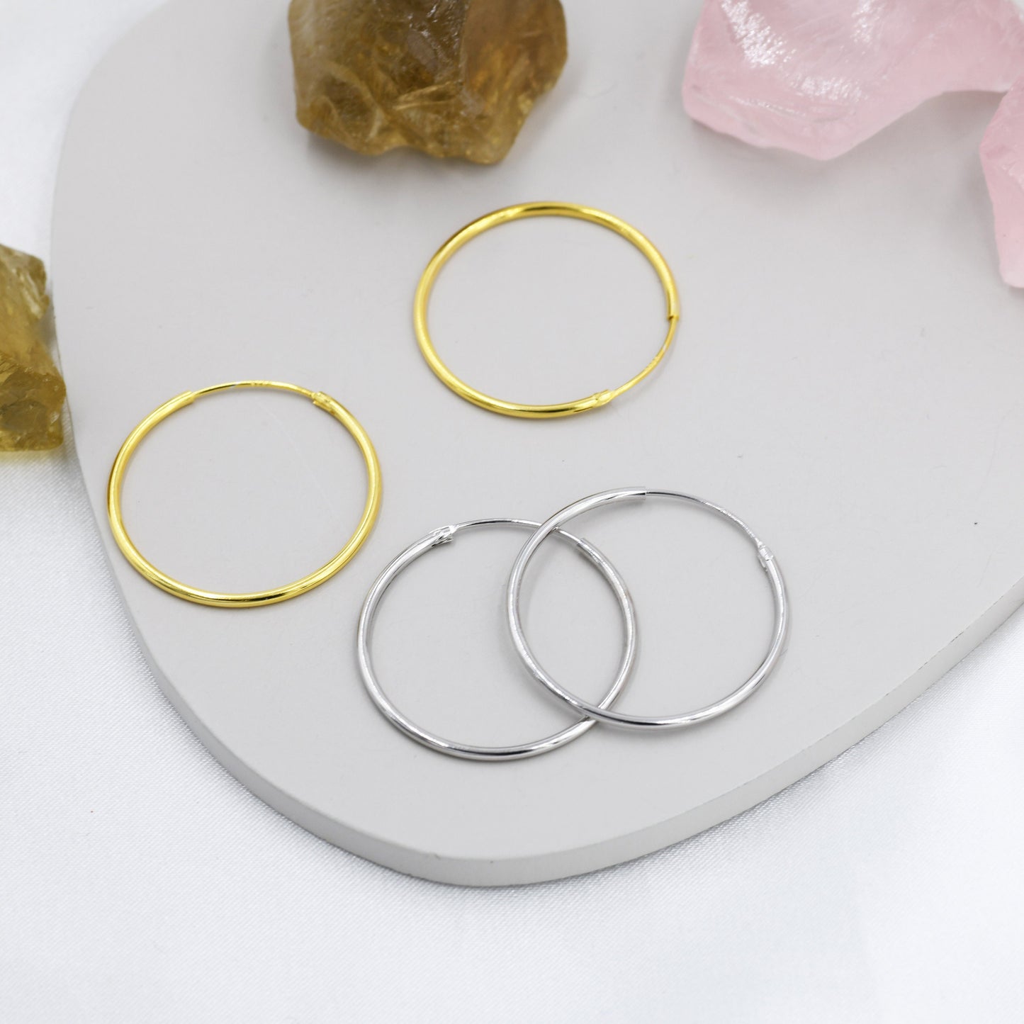 Extra Skinny Large Infinity Hoops in Sterling Silver, Two Sizes to Choose From, Silver or Gold, Minimalist Hoops, Solid Silver