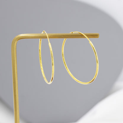 Extra Skinny Large Infinity Hoops in Sterling Silver, Two Sizes to Choose From, Silver or Gold, Minimalist Hoops, Solid Silver