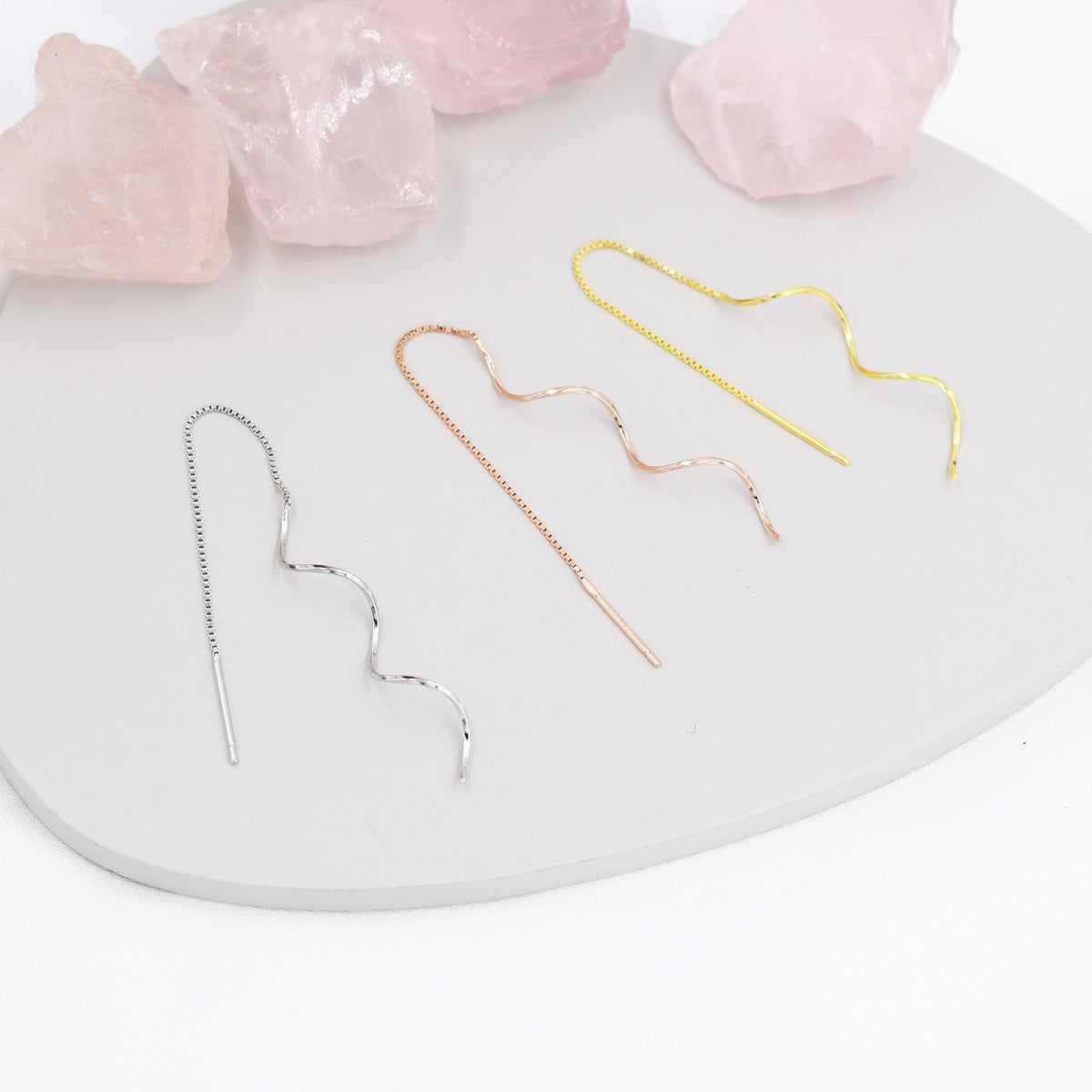 Minimalist Swirl Threader Earrings