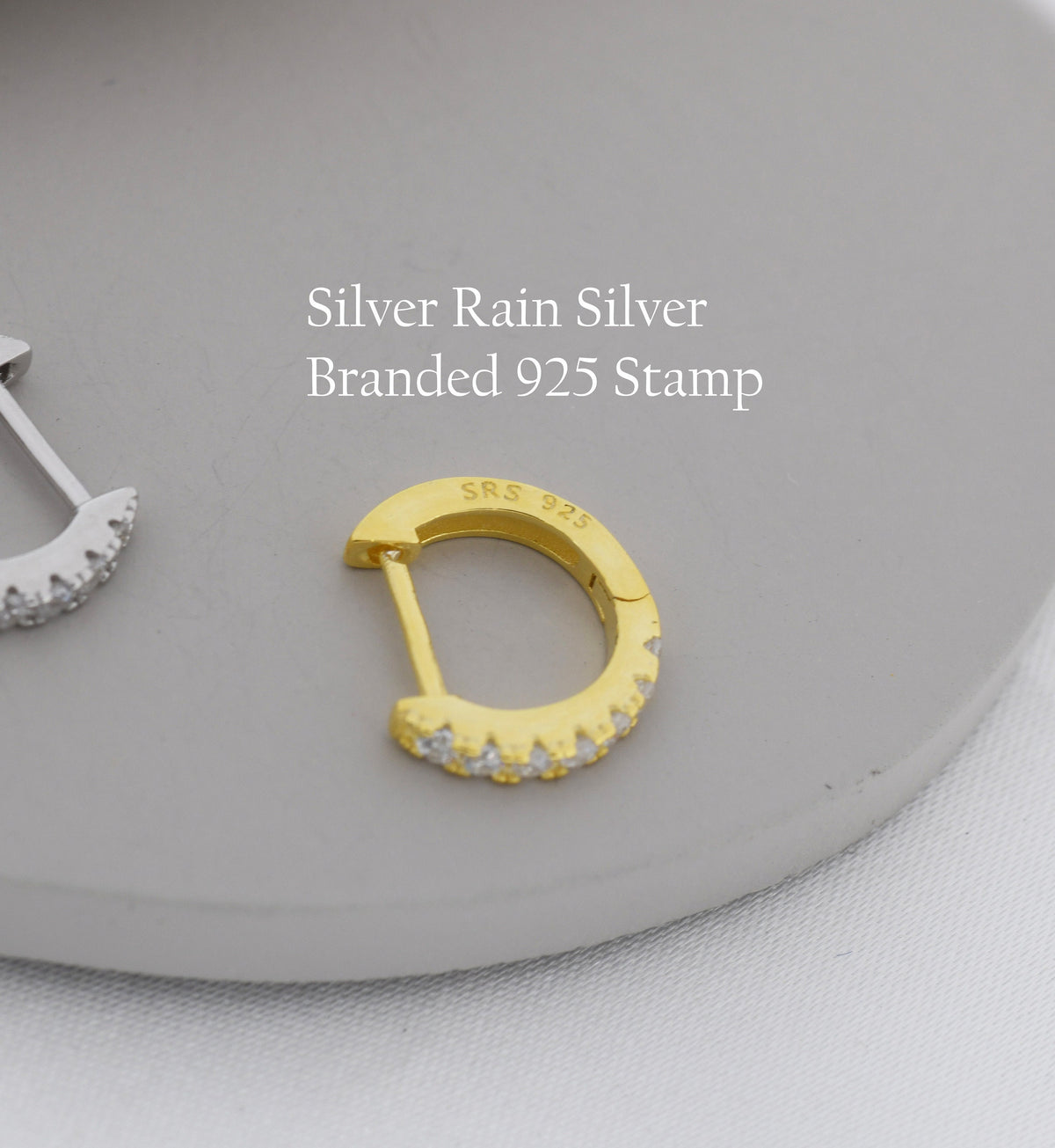 Sapphire Blue Ombre CZ Huggie Hoops in Sterling Silver, Silver or Gold, Minimalist Hoop Earrings, 8mm Hoops, cartilage hoops, Gradient