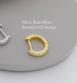 Sapphire Blue Ombre CZ Huggie Hoops in Sterling Silver, Silver or Gold, Minimalist Hoop Earrings, 8mm Hoops, cartilage hoops, Gradient