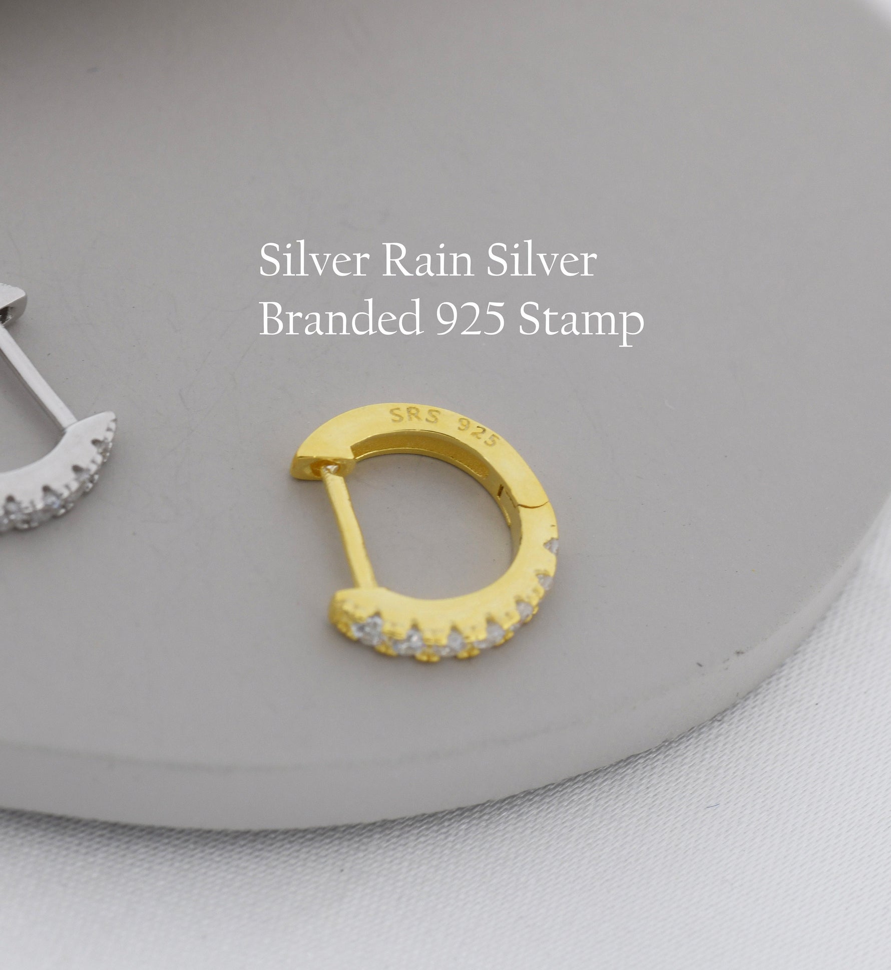 Sapphire Blue Ombre CZ Huggie Hoops in Sterling Silver, Silver or Gold, Minimalist Hoop Earrings, 8mm Hoops, cartilage hoops, Gradient