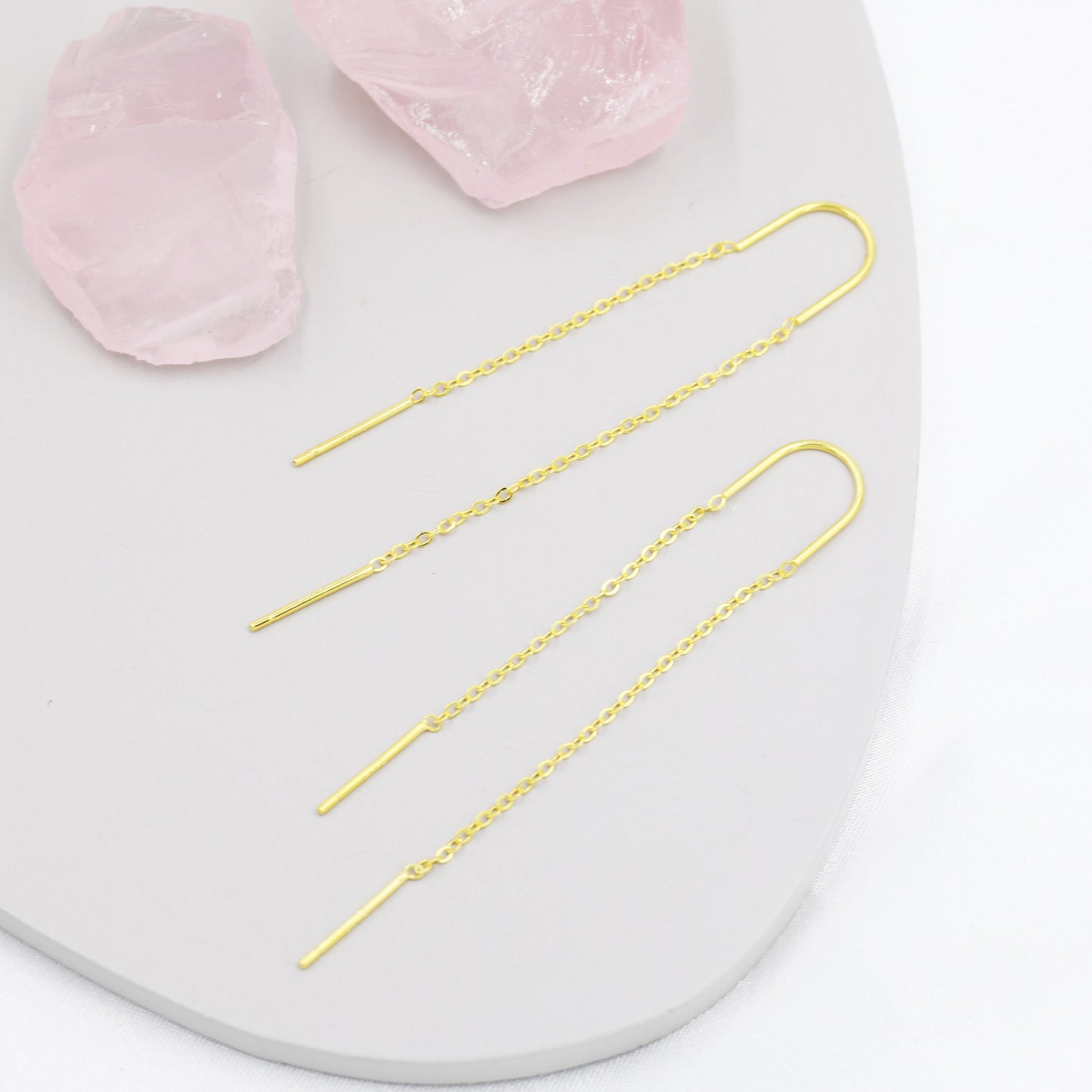 Sterling Silver U shape Threader, Silver or Gold, Minimal Long Threader earrings, Minimalist, Threaders