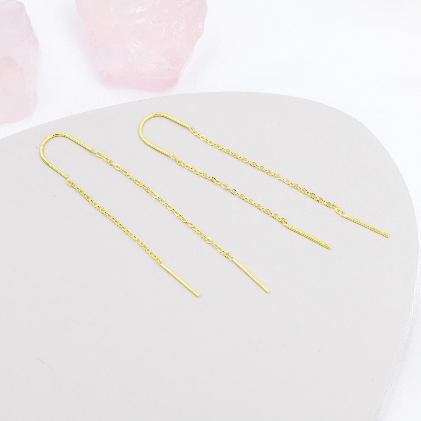 Sterling Silver U shape Threader, Silver or Gold, Minimal Long Threader earrings, Minimalist, Threaders