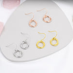 Interlinked Rings Drop Earrings in Sterling Silver, Also with Gold Finish or Rose Gold Finish, Minimalist Knot Dangle Earrings