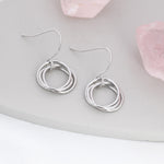 Interlinked Rings Drop Earrings in Sterling Silver, Also with Gold Finish or Rose Gold Finish, Minimalist Knot Dangle Earrings