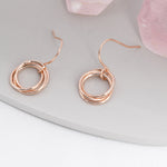Interlinked Rings Drop Earrings in Sterling Silver, Also with Gold Finish or Rose Gold Finish, Minimalist Knot Dangle Earrings