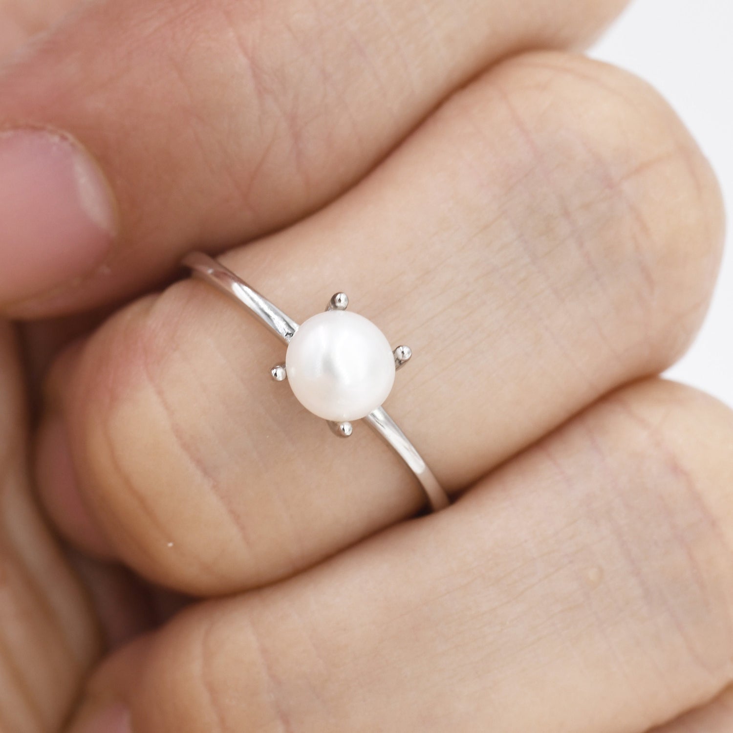 Minimalist Freshwater Pearl Gemstone Ring