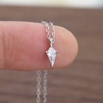 Extra Tiny Rhombus Kite CZ Necklace in Sterling Silver, Silver or Gold, Tiny Diamond Necklace, Tiny Dagger Necklace