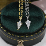 Extra Tiny Rhombus Kite CZ Necklace in Sterling Silver, Silver or Gold, Tiny Diamond Necklace, Tiny Dagger Necklace