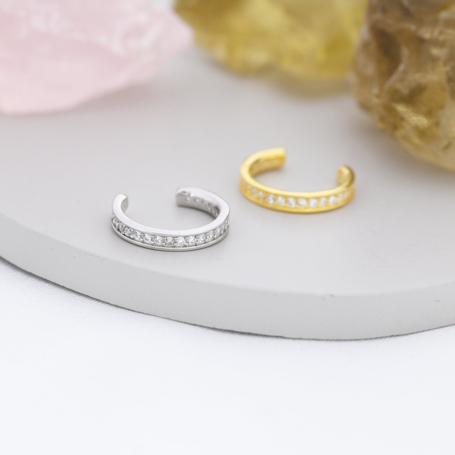 CZ Ear Cuff in Sterling Silver, Silver or Gold, Simple Piercing Free Earrings, Minimalist Ear Cuff, Diamond CZ Ear Cuff