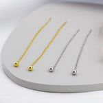 Sterling Silver Minimalist Ball Ear Threader, Various Length, Silver or Gold, Minimal Long Threader earrings, Minimalist, Threaders