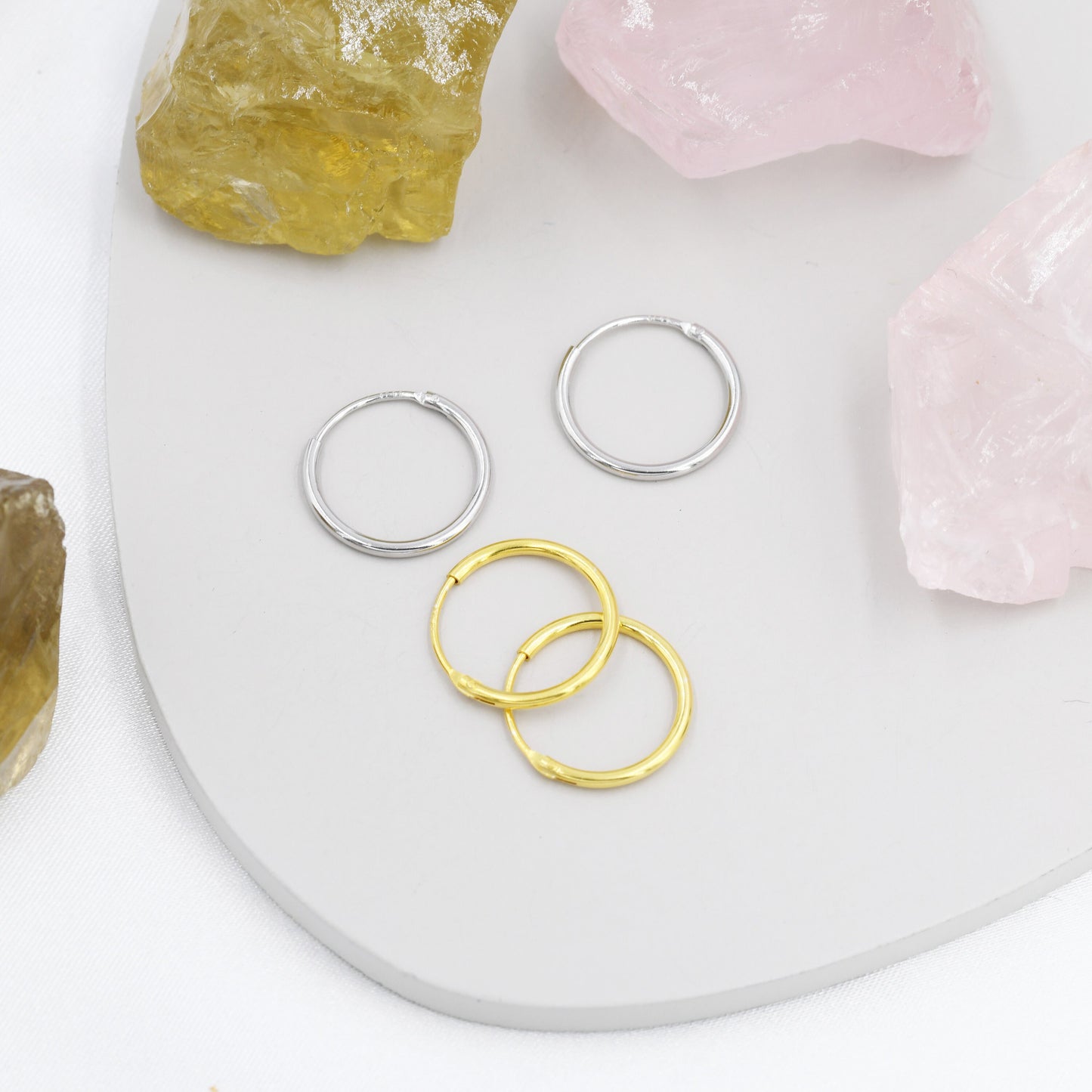 Extra Skinny Infinity Hoops in Sterling Silver, Silver or Gold, 12mm Minimalist Hoops, Solid Silver