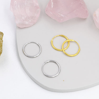 Extra Skinny Infinity Hoops in Sterling Silver, Silver or Gold, 12mm Minimalist Hoops, Solid Silver