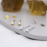 Tiny Pearl Stud Earrings in Sterling Silver, Silver or Gold or Rose Gold, Four Prong, 3mm, 4mm and 5mm Minimalist Pearl Earrings,