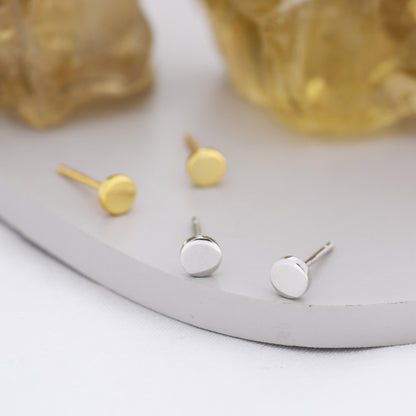 Tiny Round Dot Stud Earrings in Sterling Silver, Silver, or Gold, Dainty Earrings, Extra Tiny, Stacking Earrings, Circle Earrings