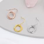 Interlinked Rings Drop Earrings in Sterling Silver, Also with Gold Finish or Rose Gold Finish, Minimalist Knot Dangle Earrings