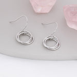 Interlinked Rings Drop Earrings in Sterling Silver, Also with Gold Finish or Rose Gold Finish, Minimalist Knot Dangle Earrings