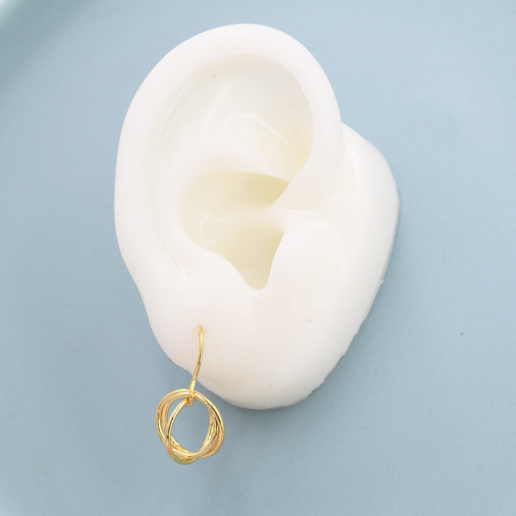 Interlinked Rings Drop Earrings in Sterling Silver, Also with Gold Finish or Rose Gold Finish, Minimalist Knot Dangle Earrings