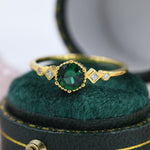 Emerald Ring in Sterling Silver, Silver or Gold, Emerald Green CZ Ring, Vintage Inspired Design US 5 - 8
