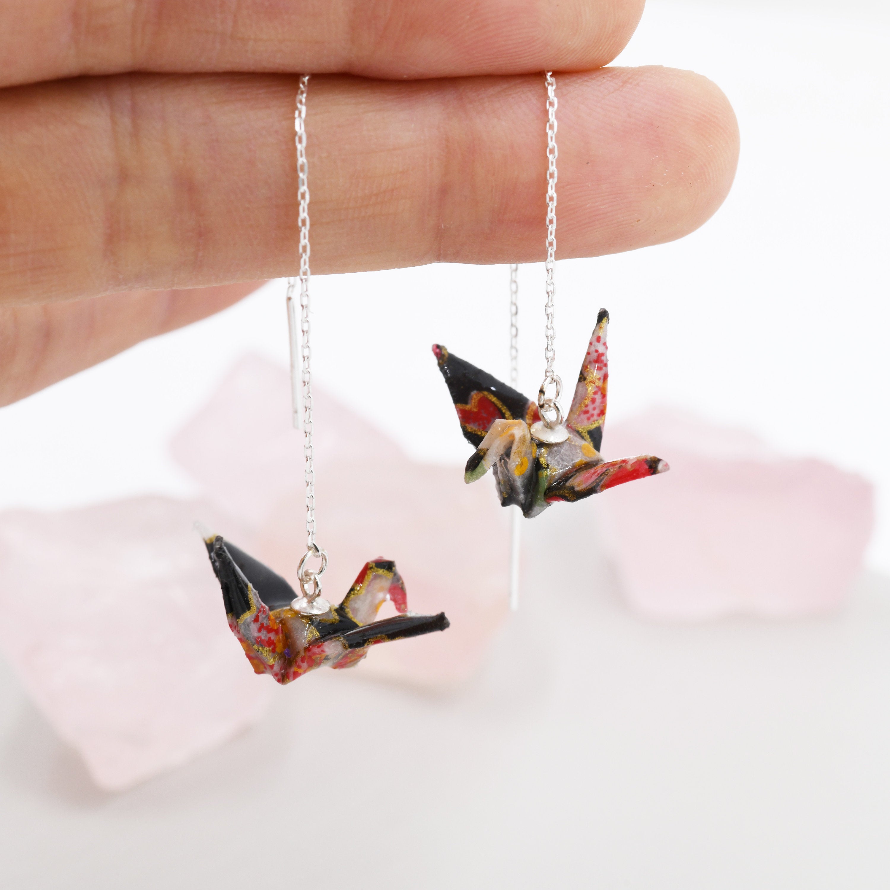 goen/ゴーエンOrigami earrings Handmade Origami Crane Earrings