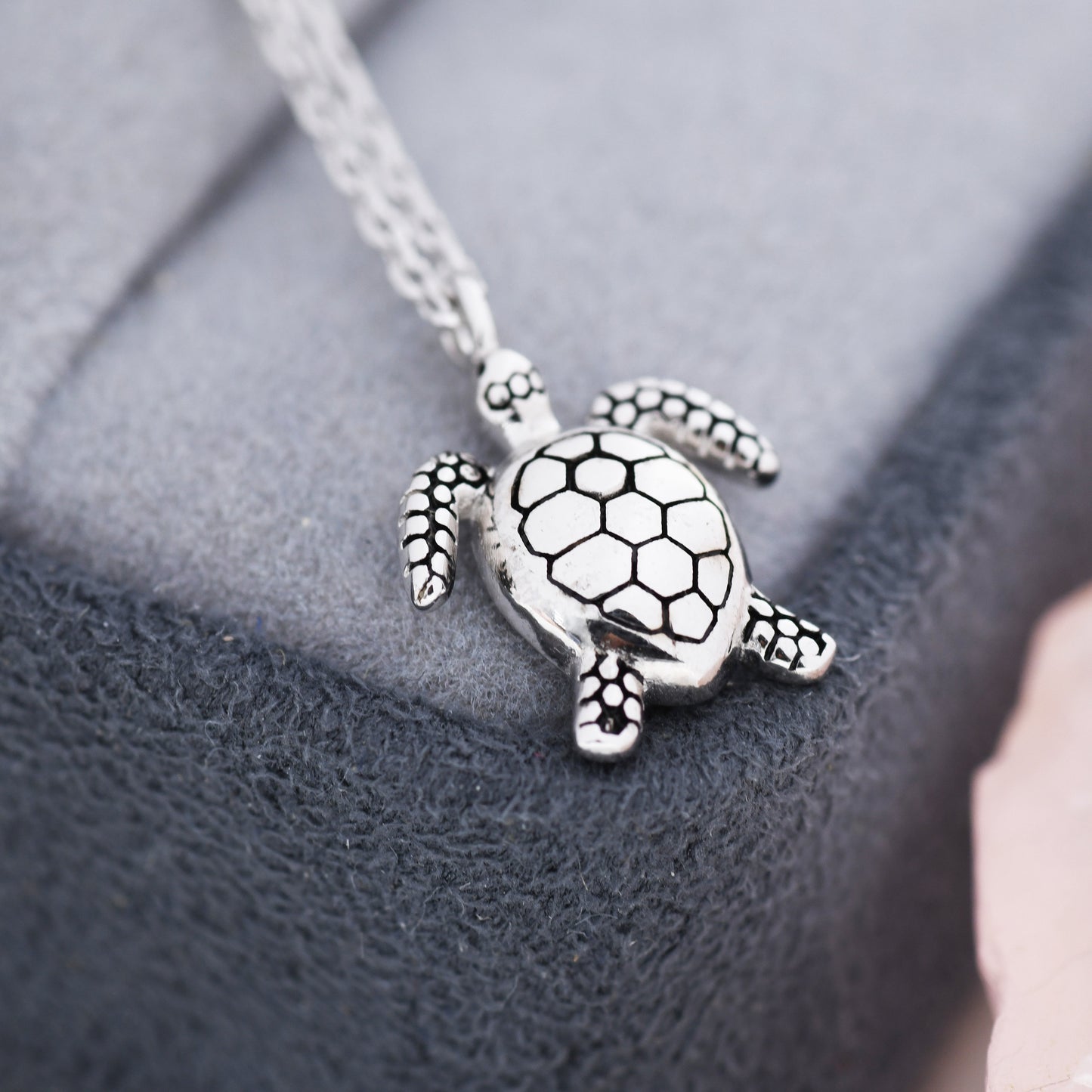 Sea Turtle Pendant Necklace in Sterling Silver, Sea Turtle Necklace, Ocean Jewellery