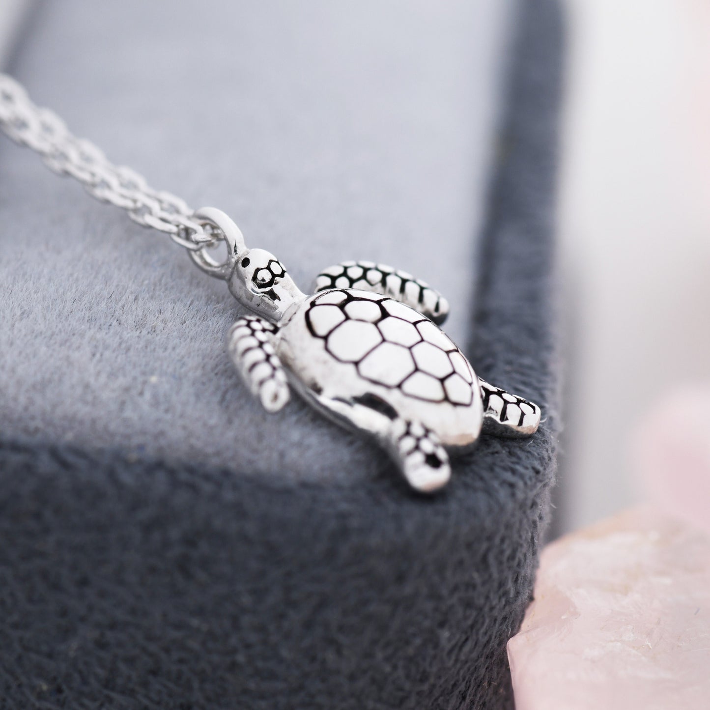 Sea Turtle Pendant Necklace in Sterling Silver, Sea Turtle Necklace, Ocean Jewellery