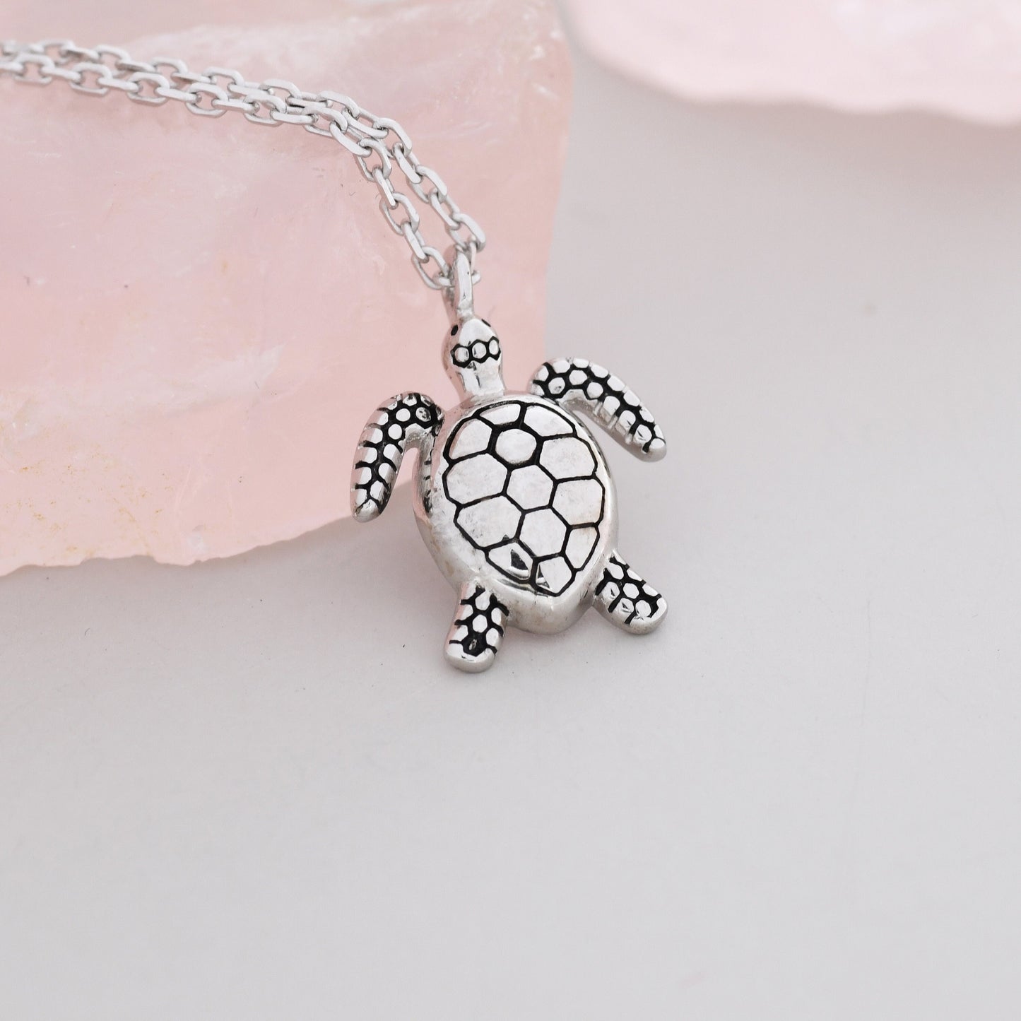 Sea Turtle Pendant Necklace in Sterling Silver, Sea Turtle Necklace, Ocean Jewellery