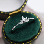 Sterling Silver Marquise Crown Ring, Cluster Ring, Lotus Ring, Flower Ring, CZ Ring, Silver or Gold US 5 - 8