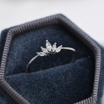 Sterling Silver Marquise Crown Ring, Cluster Ring, Lotus Ring, Flower Ring, CZ Ring, Silver or Gold US 5 - 8