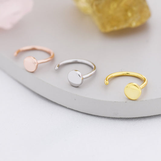 Tiny Dot Huggie Hoop Earrings in Sterling Silver, Circle Earrings, Open Hoop Earrings,  Pull-Through Threader Earrings, Half Hoop Earrings