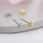 Extra Tiny Three Dot Stud Earrings in Sterling Silver, Tiny Bar Earrings, Beaded Bar, Bauble Earrings, Silver or Gold, Stacking Earrings