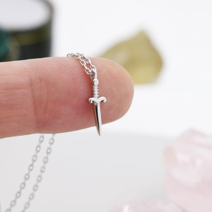 Extra Tiny Sword Pendant Necklace in Sterling Silver, Silver or Gold, Sword Necklace, Extra Small Pendant