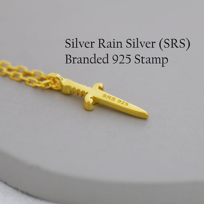 Extra Tiny Sword Pendant Necklace in Sterling Silver, Silver or Gold, Sword Necklace, Extra Small Pendant