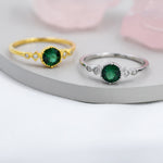 Emerald Ring in Sterling Silver, Silver or Gold, Emerald Green CZ Ring, Vintage Inspired Design US 5 - 8