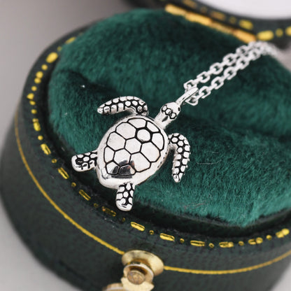 Sea Turtle Pendant Necklace in Sterling Silver, Sea Turtle Necklace, Ocean Jewellery