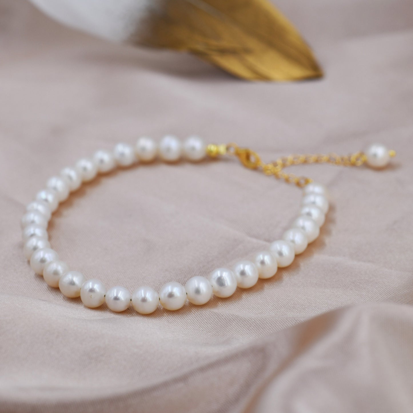 Sterling Silver Freshwater Baroque Pearl Bracelet, Silver or Gold, Genuine 6mm Fresh Water Pearls, Natural Pearl Bracelet, Ivory Pearls