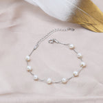 Sterling Silver Freshwater Pearl Bracelet, Silver or Gold, Genuine Fresh Water Pearls, Natural Pearl Bracelet, Ivory Pearls, Satellite Chain