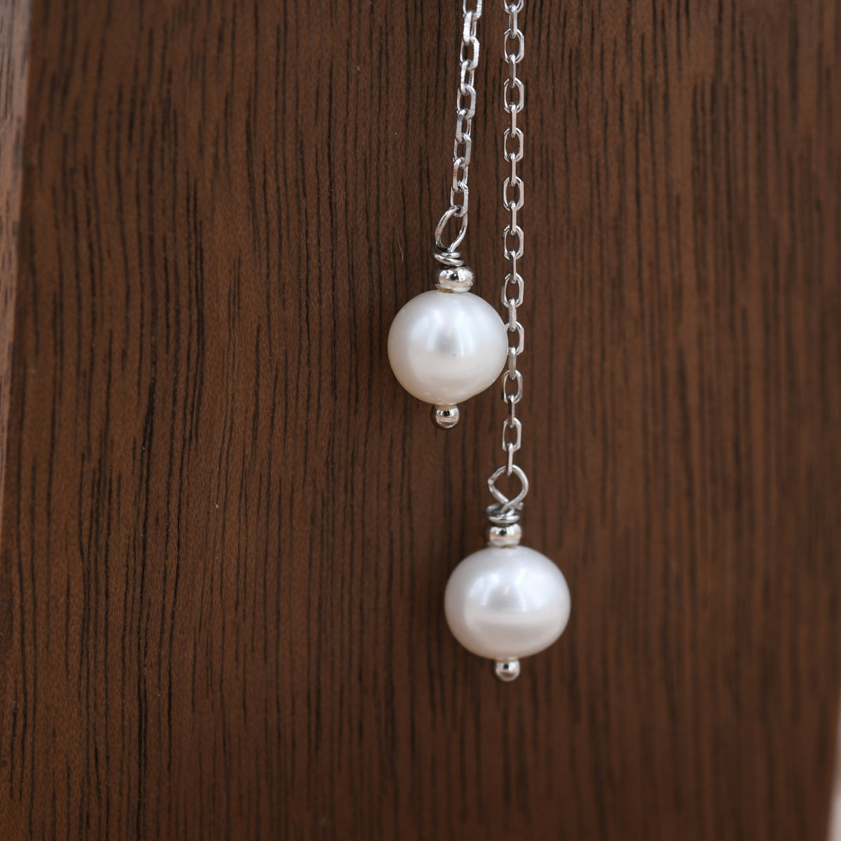 Genuine Pearl Lariat Necklace in Sterling Silver, Silver or Gold , Y Shape, Slider Necklace, Genuine Freshwater Pearls, Pearl Necklace