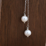 Genuine Pearl Lariat Necklace in Sterling Silver, Silver or Gold , Y Shape, Slider Necklace, Genuine Freshwater Pearls, Pearl Necklace