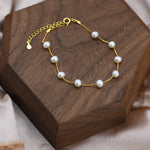 Sterling Silver Freshwater Pearl Bracelet, Silver or Gold, Genuine Fresh Water Pearls, Natural Pearl Bracelet, Ivory Pearls, Satellite Chain