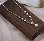Genuine Pearl Beaded Necklace in Sterling Silver, Silver or Gold , Genuine Freshwater Pearls, Pearl Necklace, Y Necklace