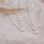 Genuine Pearl Beaded Necklace in Sterling Silver, Silver or Gold , Genuine Freshwater Pearls, Pearl Necklace, Y Necklace