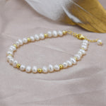 Freshwater Pearl and Silver Bead Bracelet