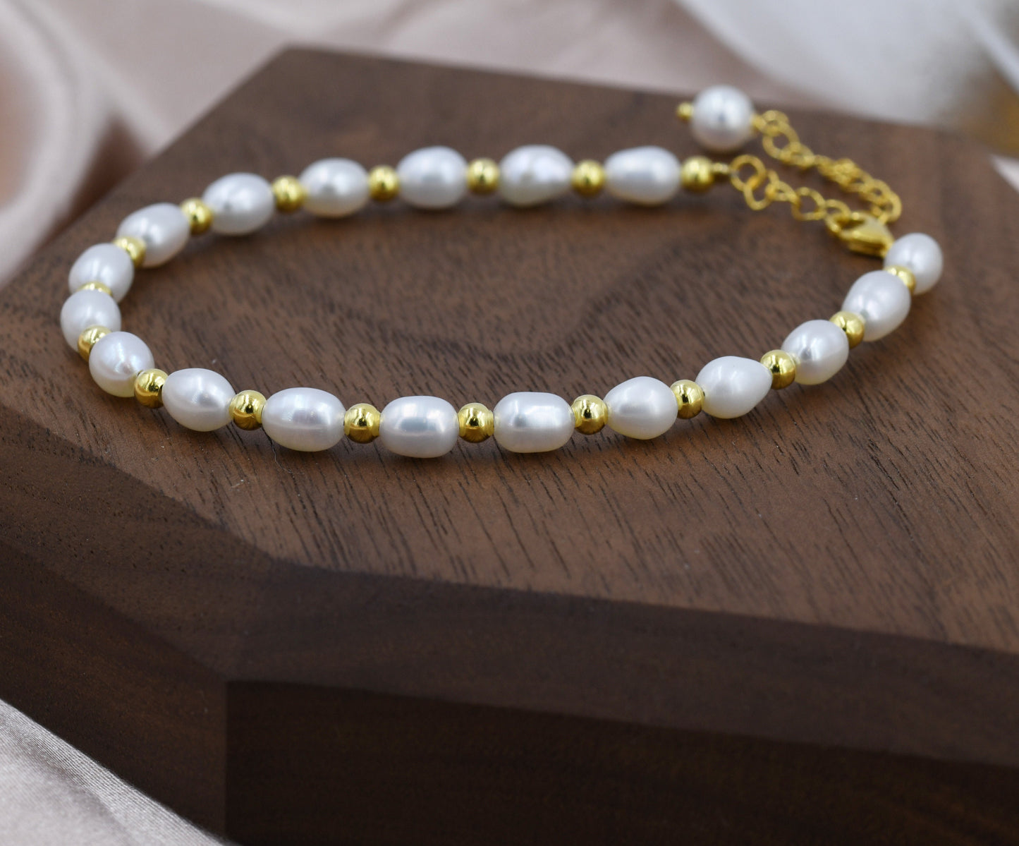 Sterling Silver Freshwater Pearl Beaded Bracelet, Silver or Gold, Genuine Pearls, Natural Pearl Bracelet, Ivory Pearls, Baroque Pearl, Keshi