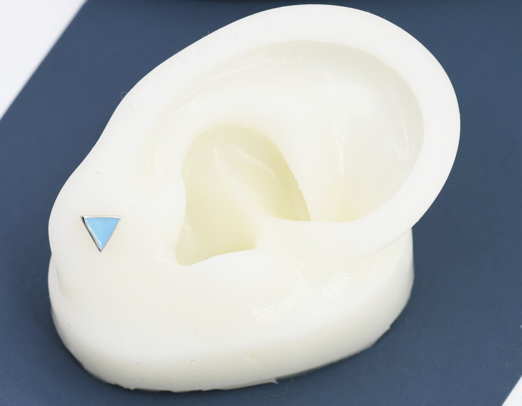Pastel Blue Triangle Stud Earrings in Sterling Silver with Hand Painted Enamel, Pastel Blue Stud, Tiny Triangle Stud