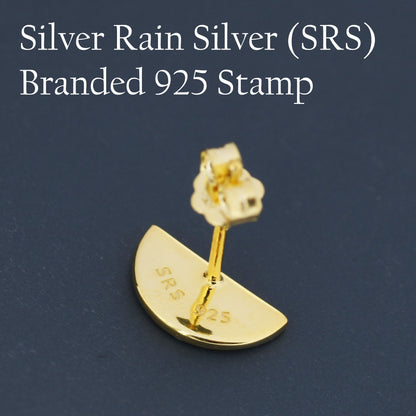 Sterling Silver Half Circle Stud Earrings, Half Moon Stud Earrings, Silver, Gold or Rose Gold, Small Earrings, Stacking Earrings, Geometric